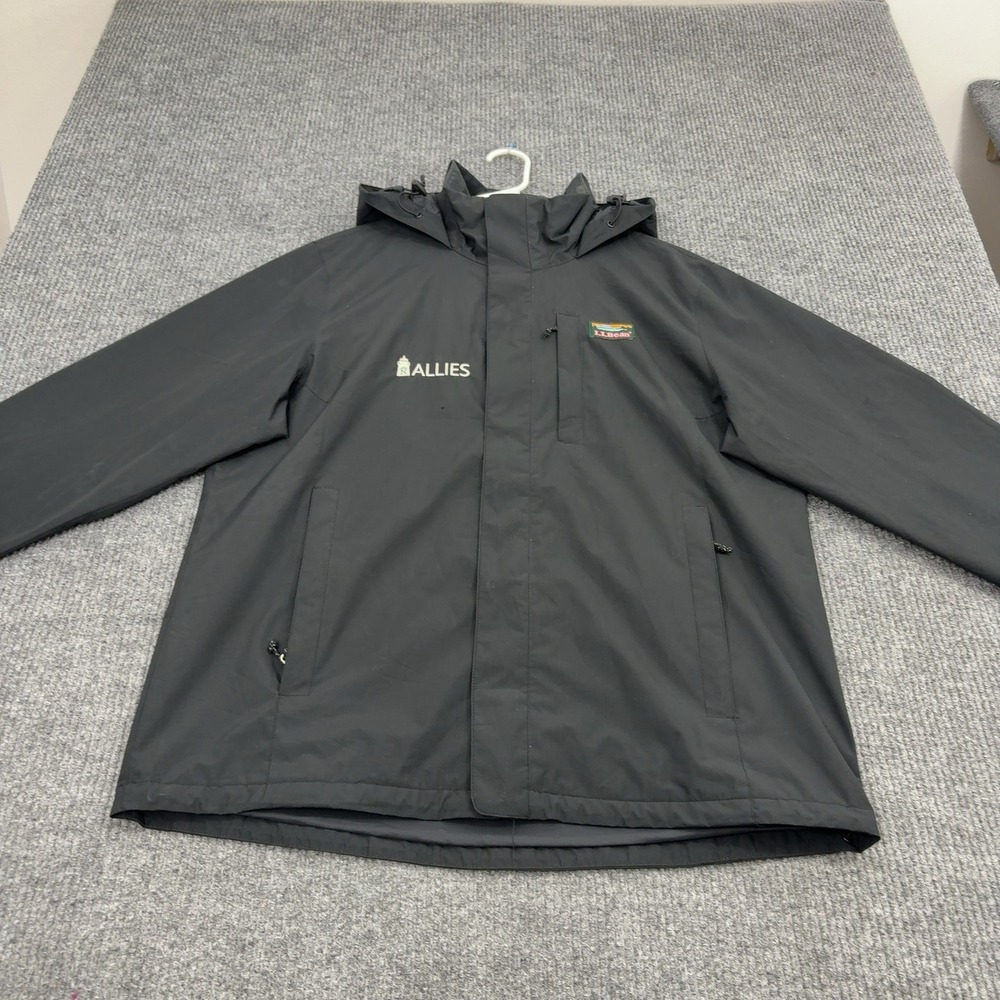 LL Bean Jacket Mens L Black Polyester Hooded Full Zip Allies Gorpcore Outdoor